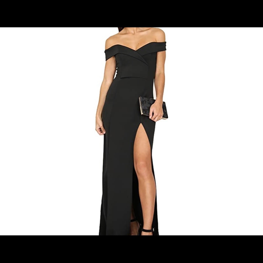 Off shoulder black cocktail dress